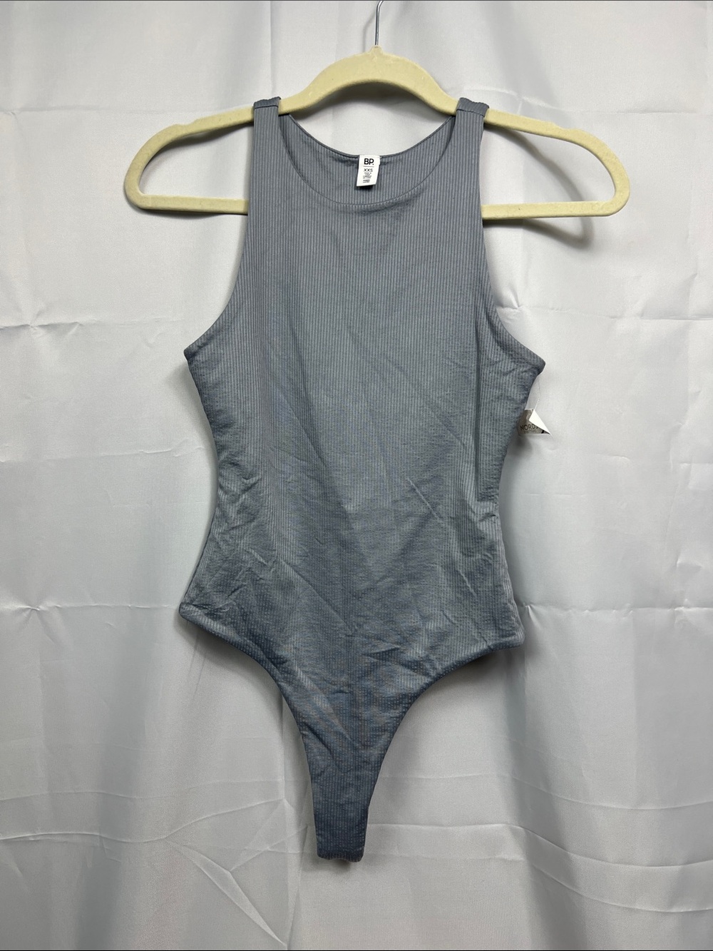 bp Ribbed Tank-Style One-Piece Bodysuit in Gray-Blue
